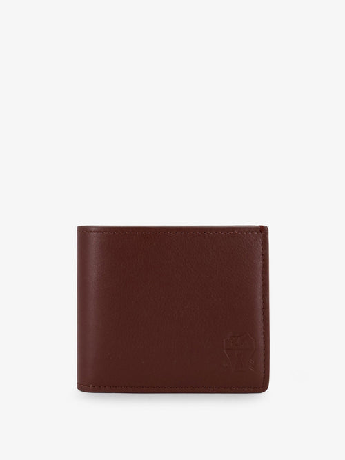 Brunello Cucinelli Hammered leather wallet with engraved logo - Bruciato