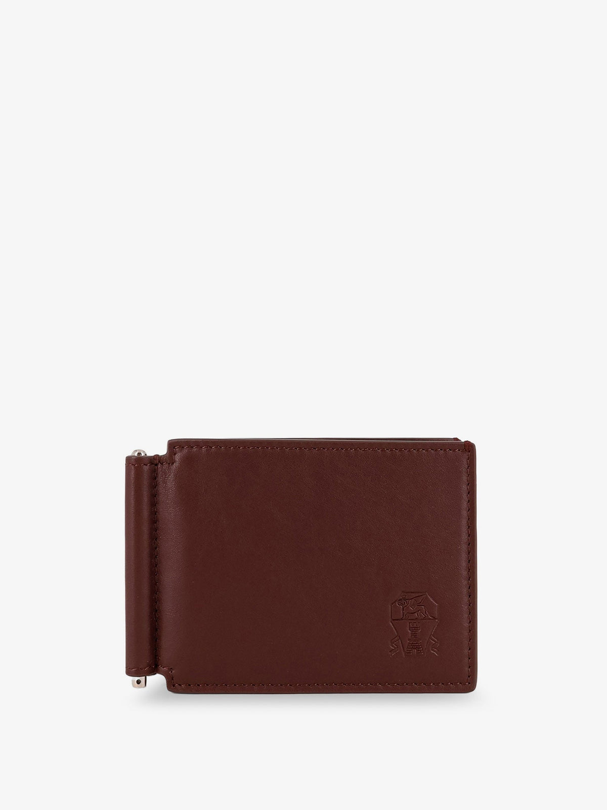 Brunello Cucinelli Leather wallet with engraved logo - Bruciato