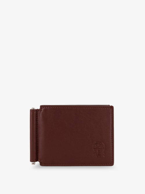 Brunello Cucinelli Leather wallet with engraved logo - Bruciato