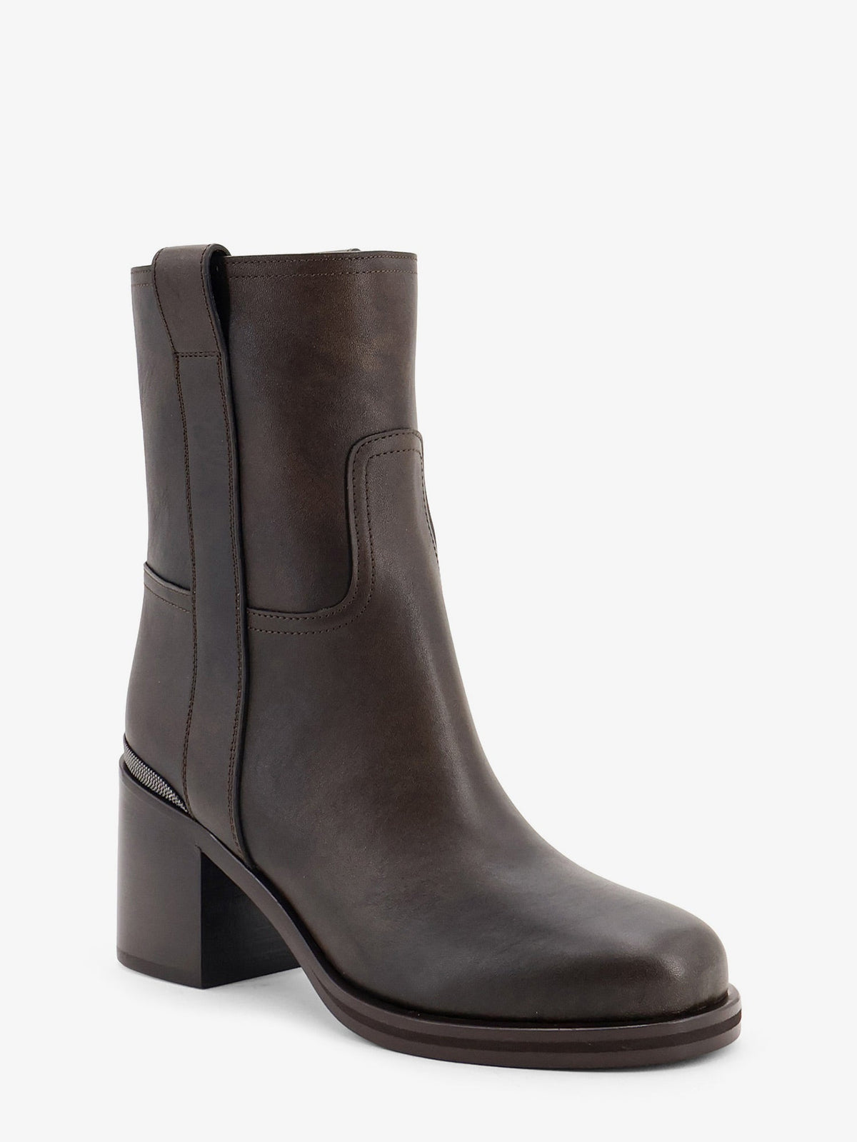 Brunello Cucinelli Vintage leather boots with Precious detail - Testa Moro