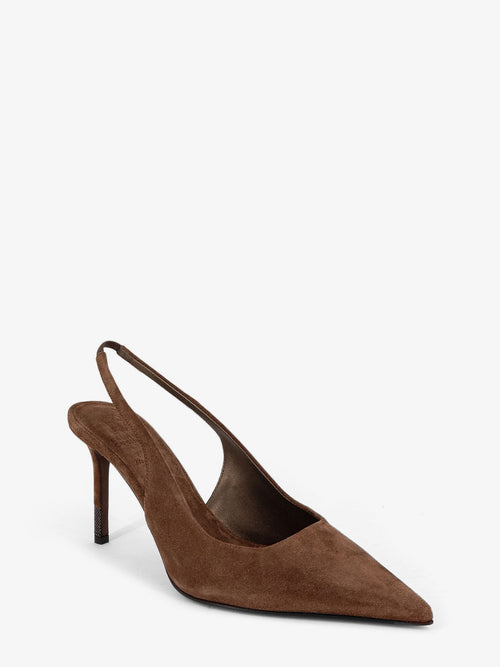 Brunello Cucinelli Suede pumps with Monili detail on the heel - Caramello