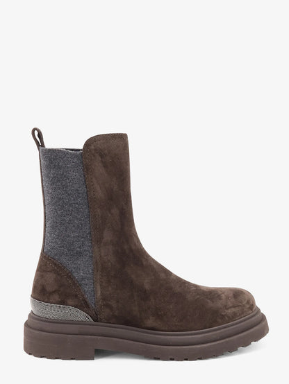 BRUNELLO CUCINELLI - Suede boots with Monili details