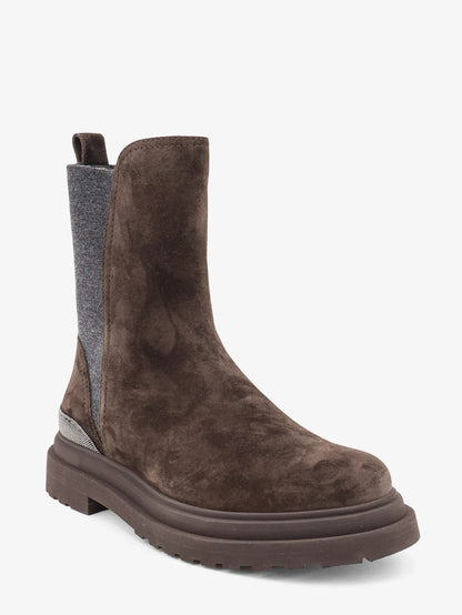 BRUNELLO CUCINELLI - Suede boots with Monili details