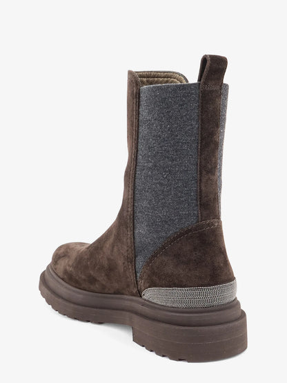 BRUNELLO CUCINELLI - Suede boots with Monili details