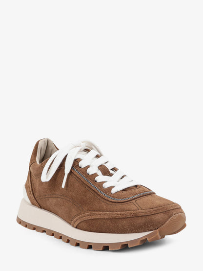Brunello Cucinelli Suede sneakers with Monili embellishment - Caramello