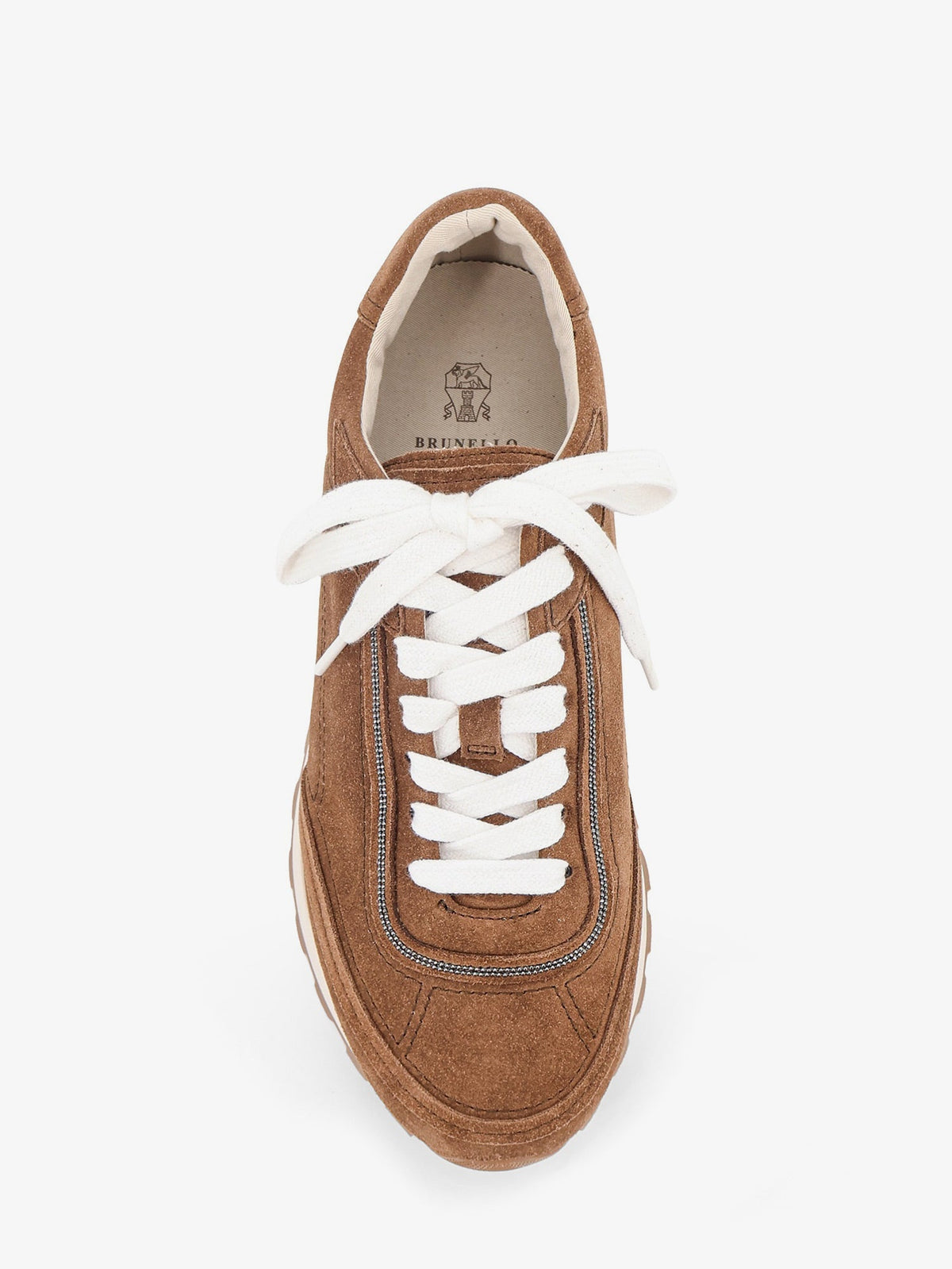 Brunello Cucinelli Suede sneakers with Monili embellishment - Caramello