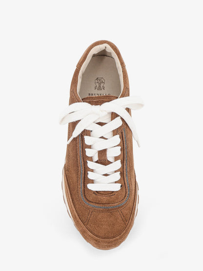 Brunello Cucinelli Suede sneakers with Monili embellishment - Caramello