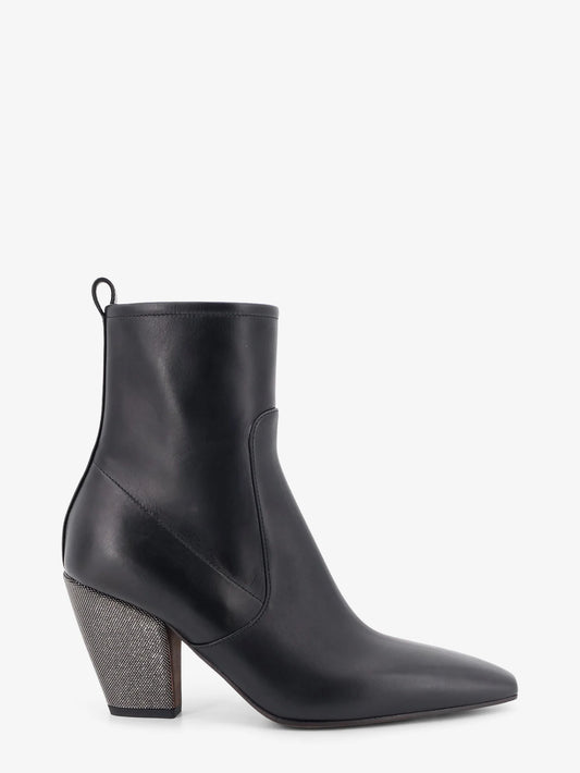 Brunello Cucinelli Precious Heel Leather Ankle Boots