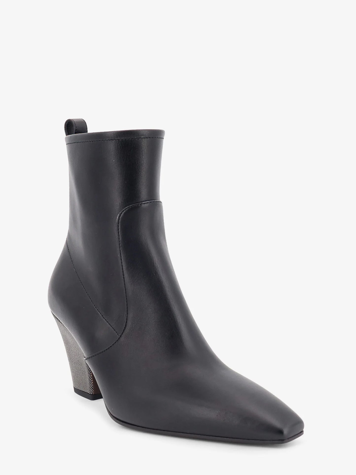 Brunello Cucinelli Precious Heel Leather Ankle Boots