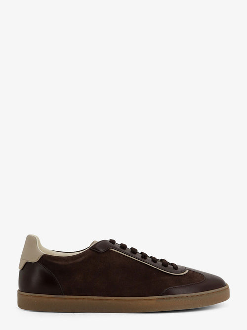 Brunello Cucinelli Low-top suede and leather sneakers - Moka