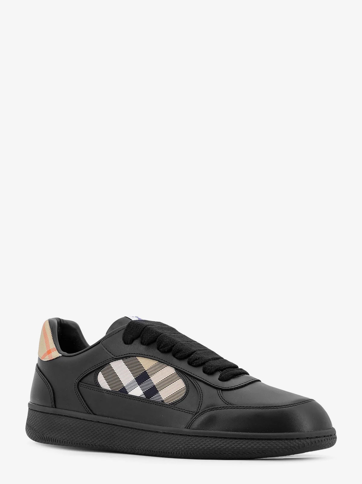 BURBERRY - Leather sneakers with Traditional Check inserts