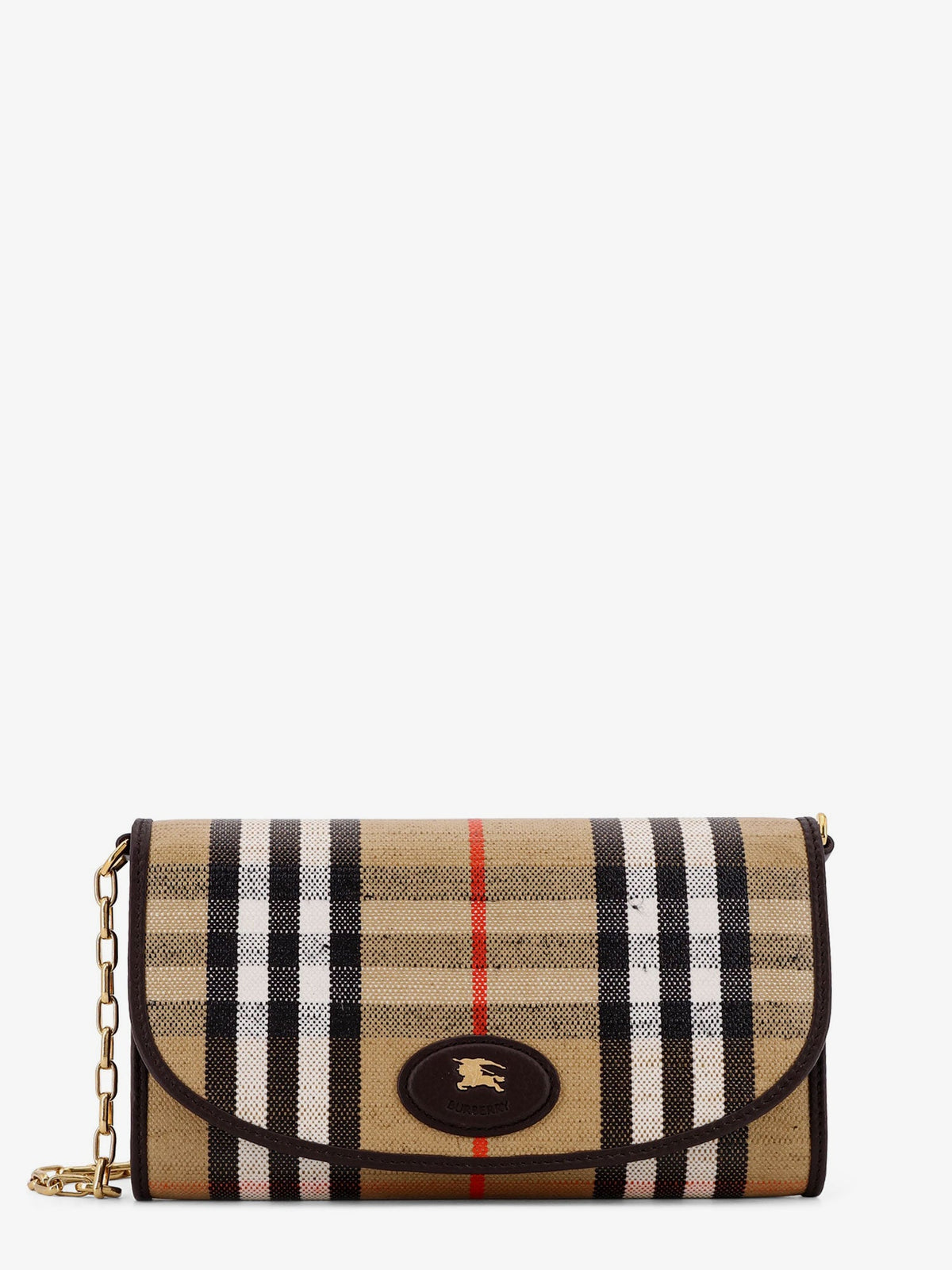 Burberry Coated canvas crossbody bag with check pattern - Sand
