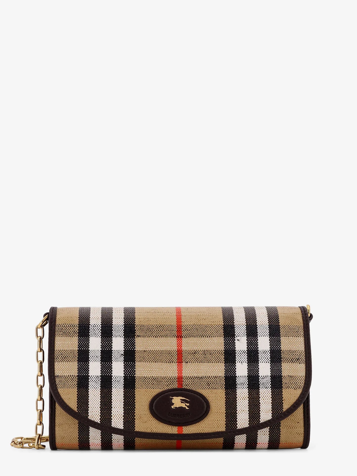 BURBERRY - Coated canvas crossbody bag with check pattern