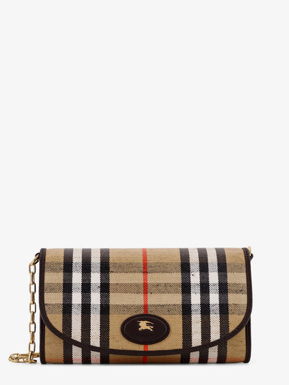 BURBERRY - Coated canvas crossbody bag with check pattern