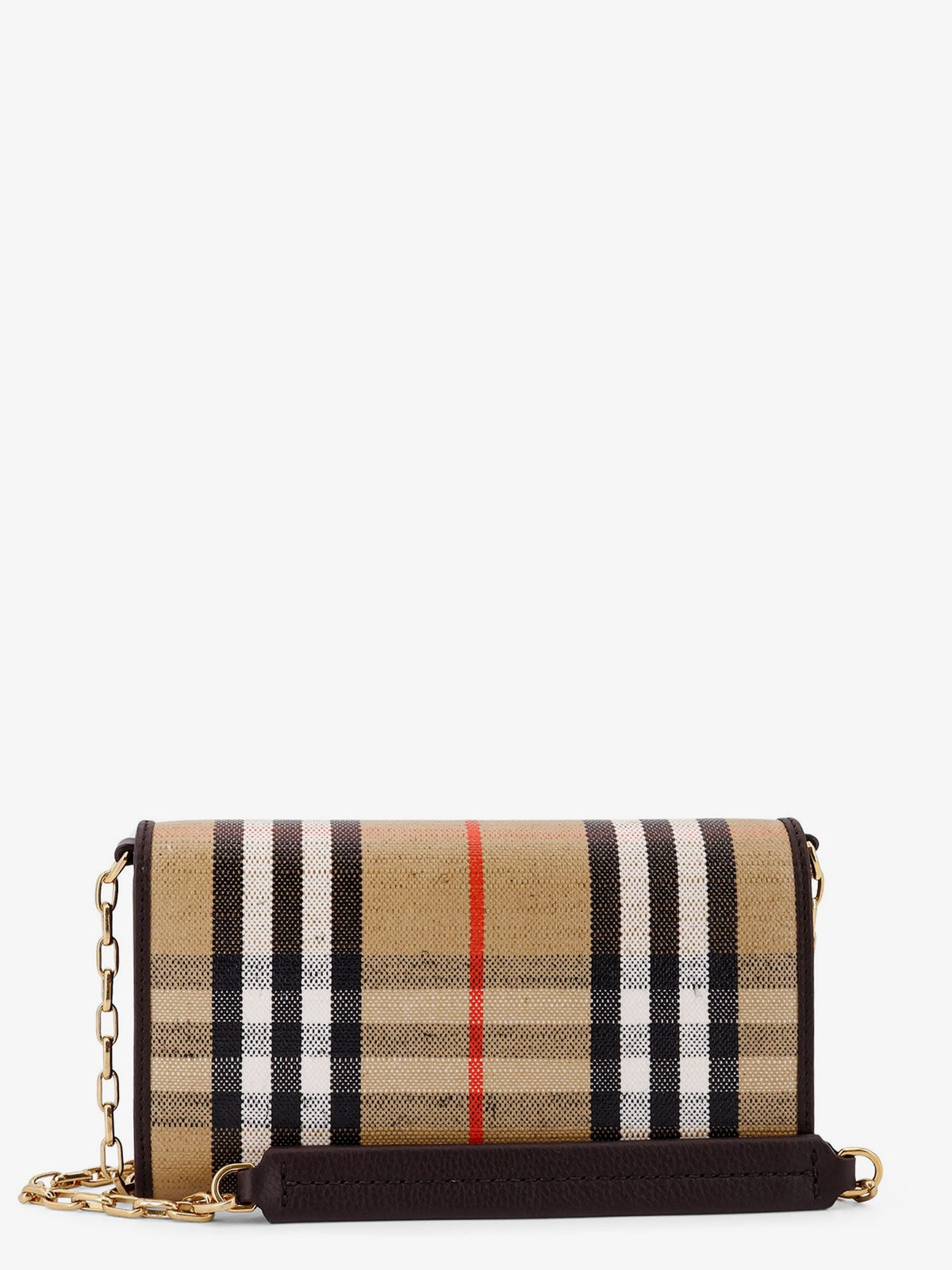 Burberry Coated canvas crossbody bag with check pattern - Sand