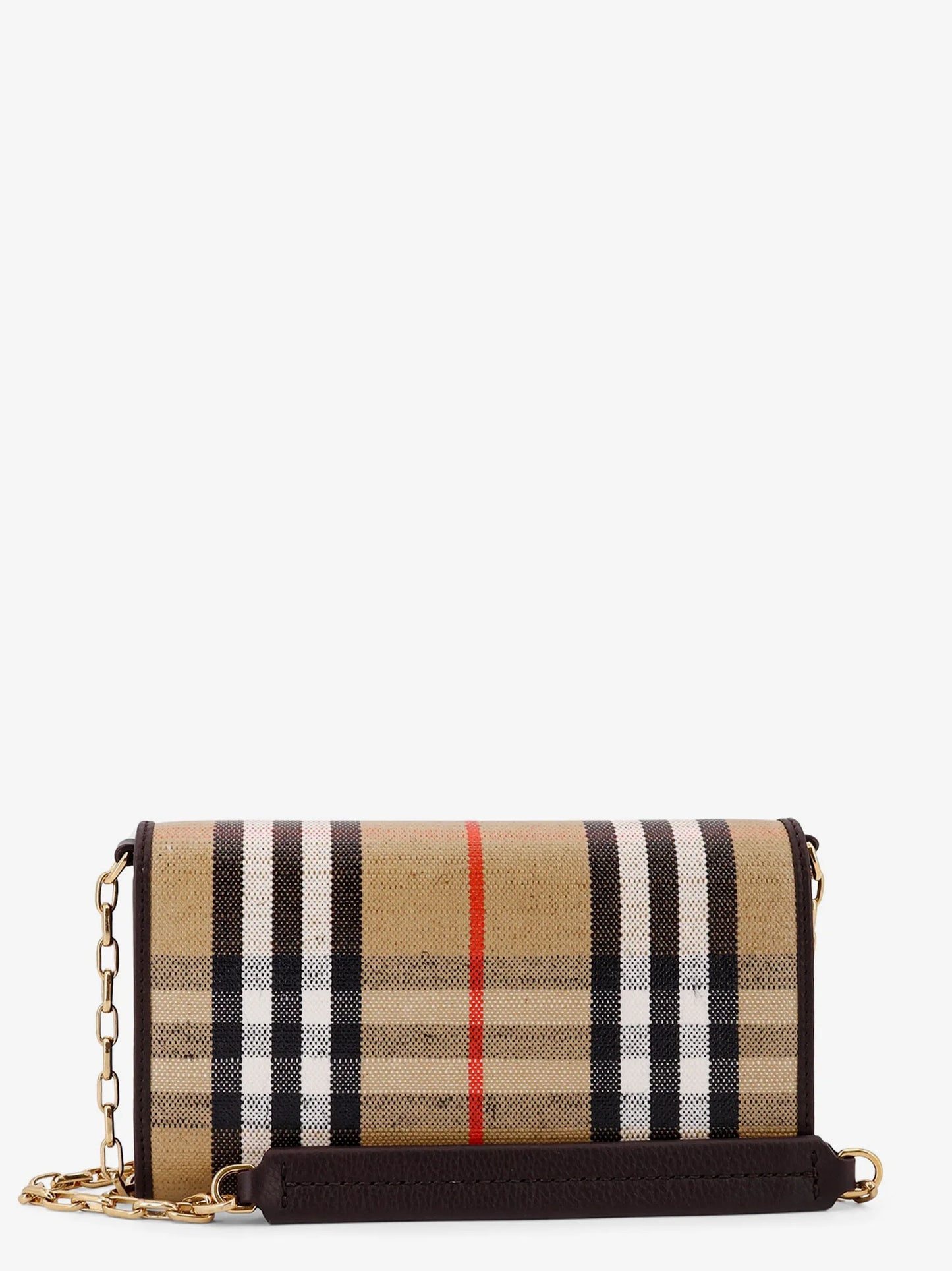 BURBERRY - Coated canvas crossbody bag with check pattern