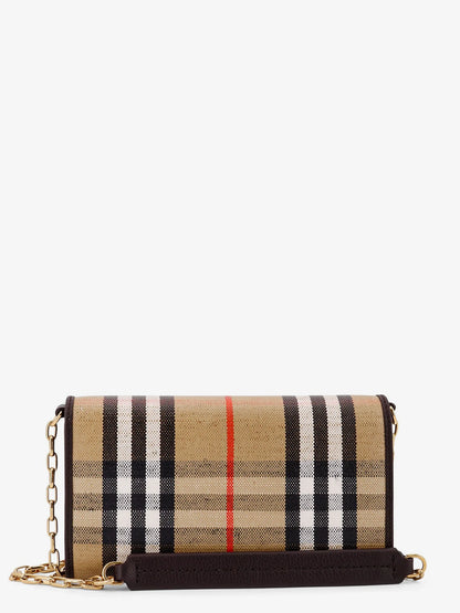 BURBERRY - Coated canvas crossbody bag with check pattern