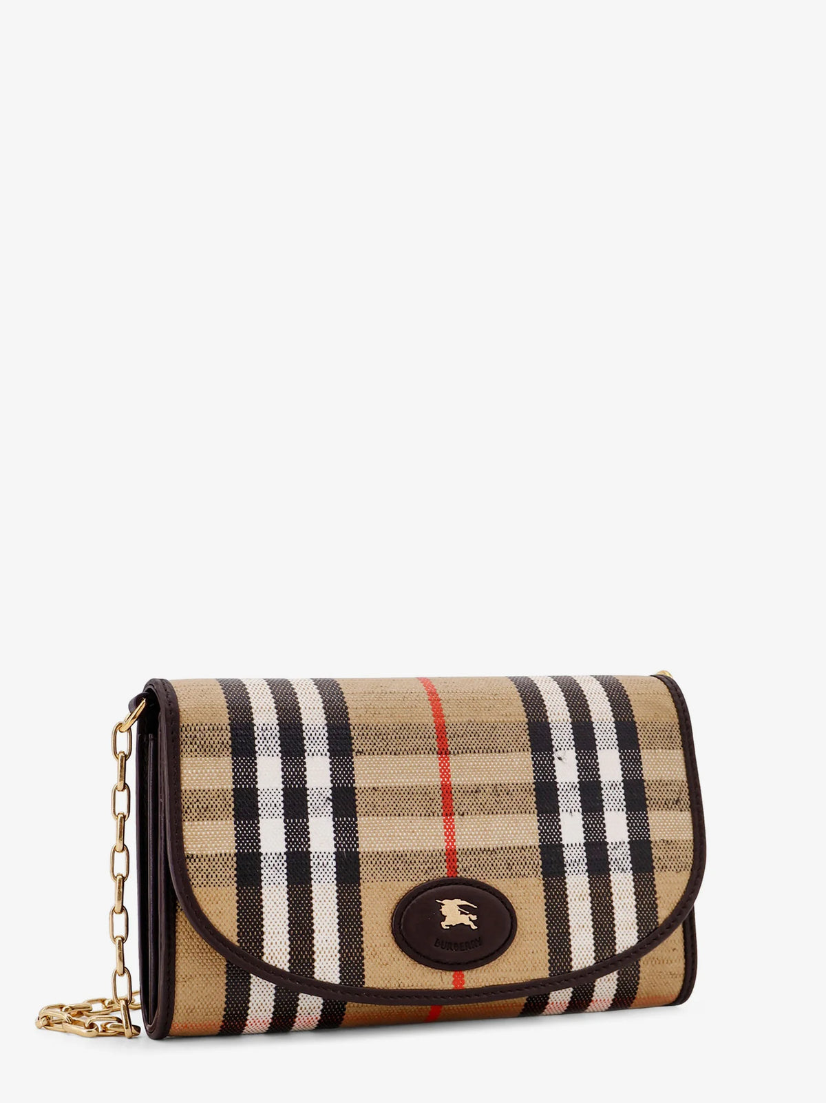 BURBERRY - Coated canvas crossbody bag with check pattern