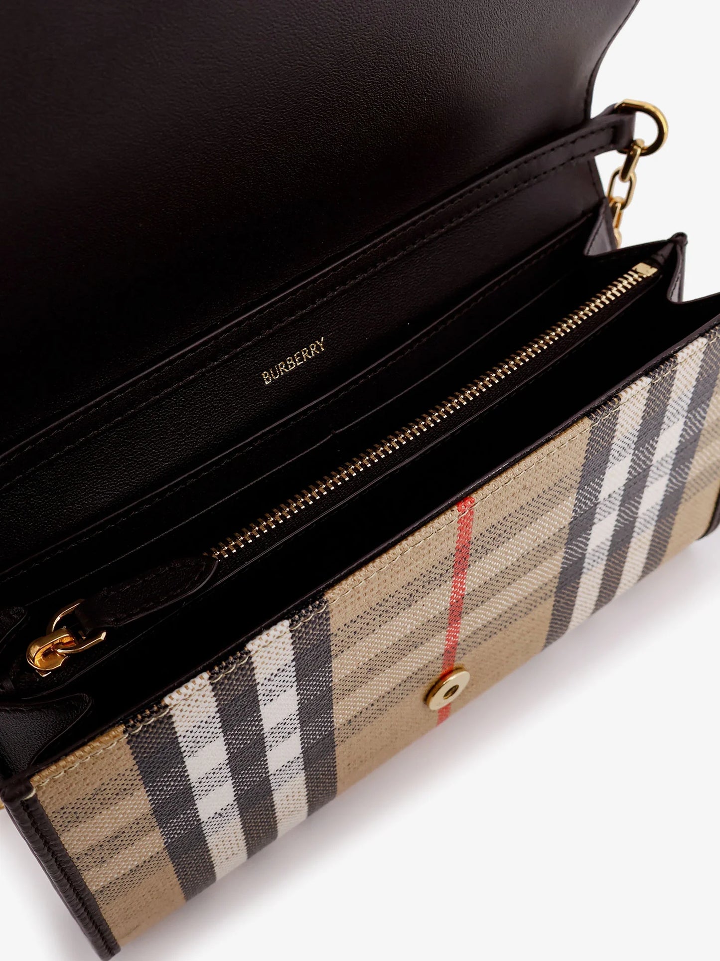 BURBERRY - Coated canvas crossbody bag with check pattern