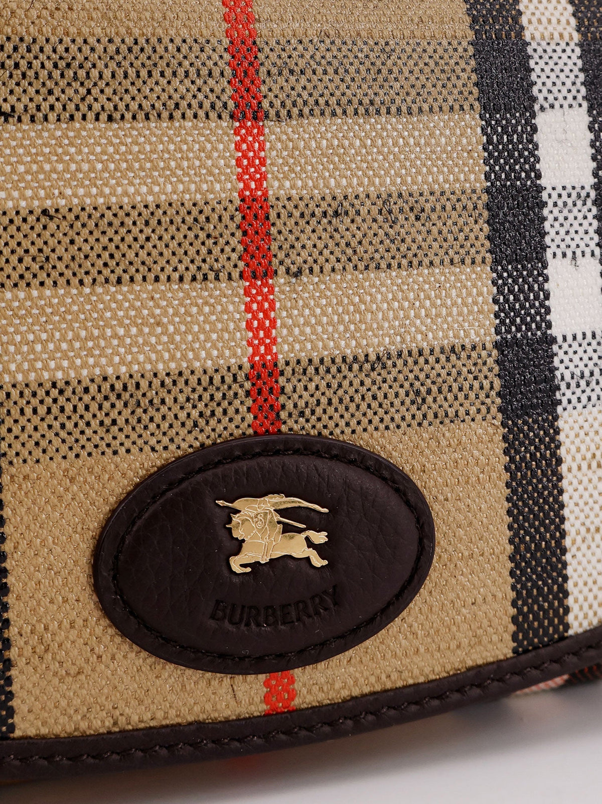 Burberry Coated canvas crossbody bag with check pattern - Sand