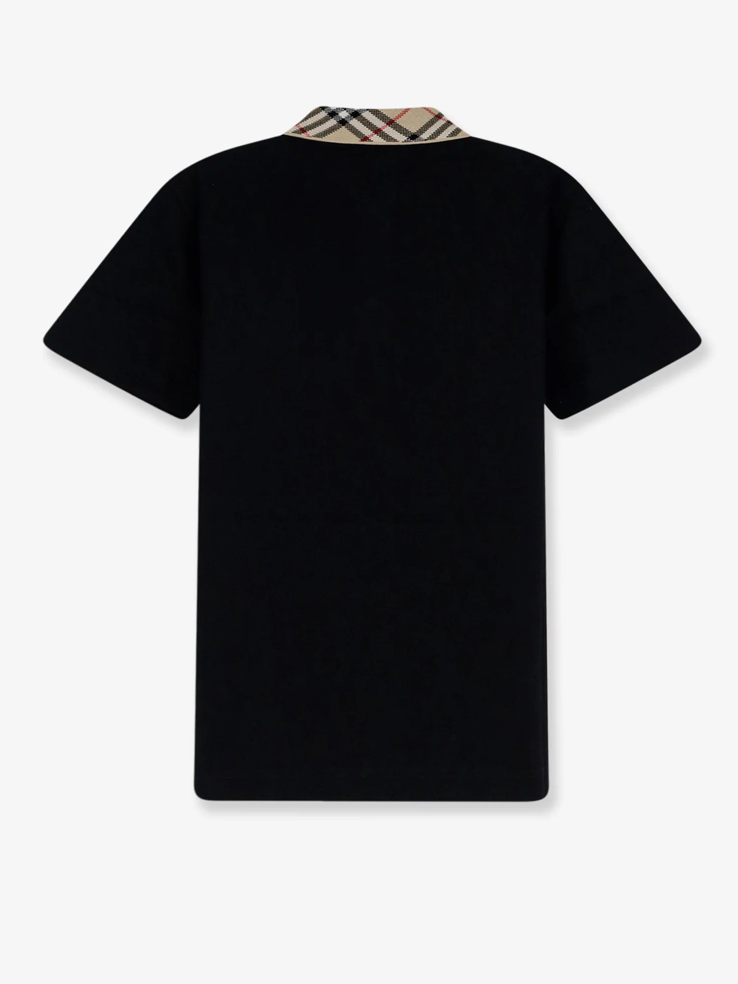 BURBERRY - Cotton polo shirt with check collar detail