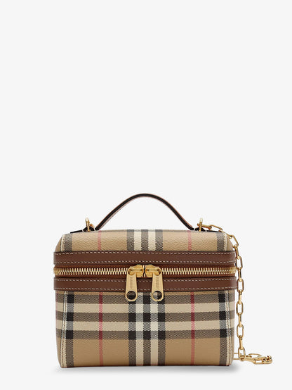 Burberry Vanity Mini coated canvas handbag with check motif - Archive Beige