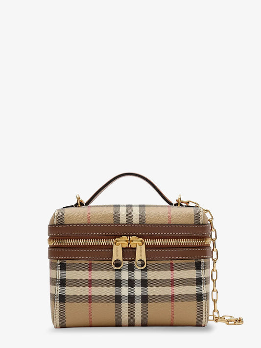 BURBERRY - Vanity Mini coated canvas handbag with check motif