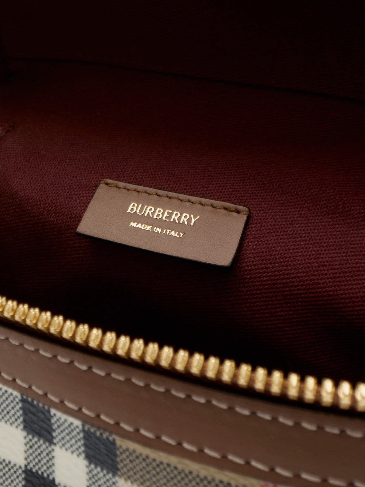 Burberry Vanity Mini coated canvas handbag with check motif - Archive Beige