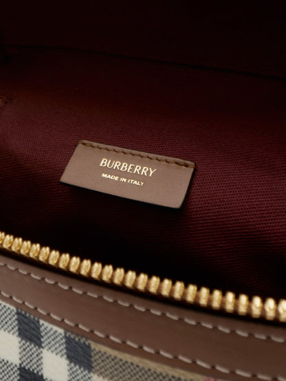 Burberry Vanity Mini coated canvas handbag with check motif - Archive Beige