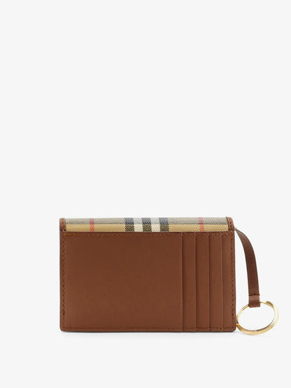 BURBERRY - Coated canvas wallet with check pattern