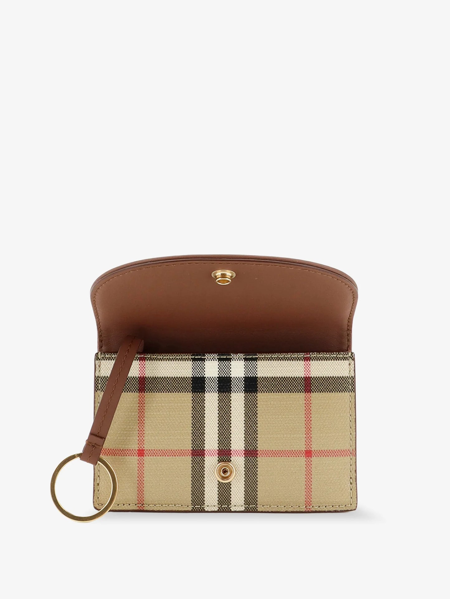 BURBERRY - Coated canvas wallet with check pattern