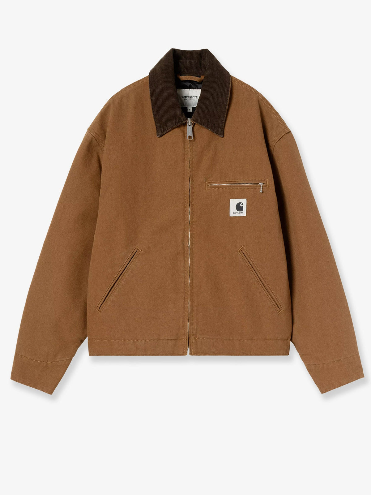 Carhartt WIP Detroit canvas jacket with front logo patch - Brown