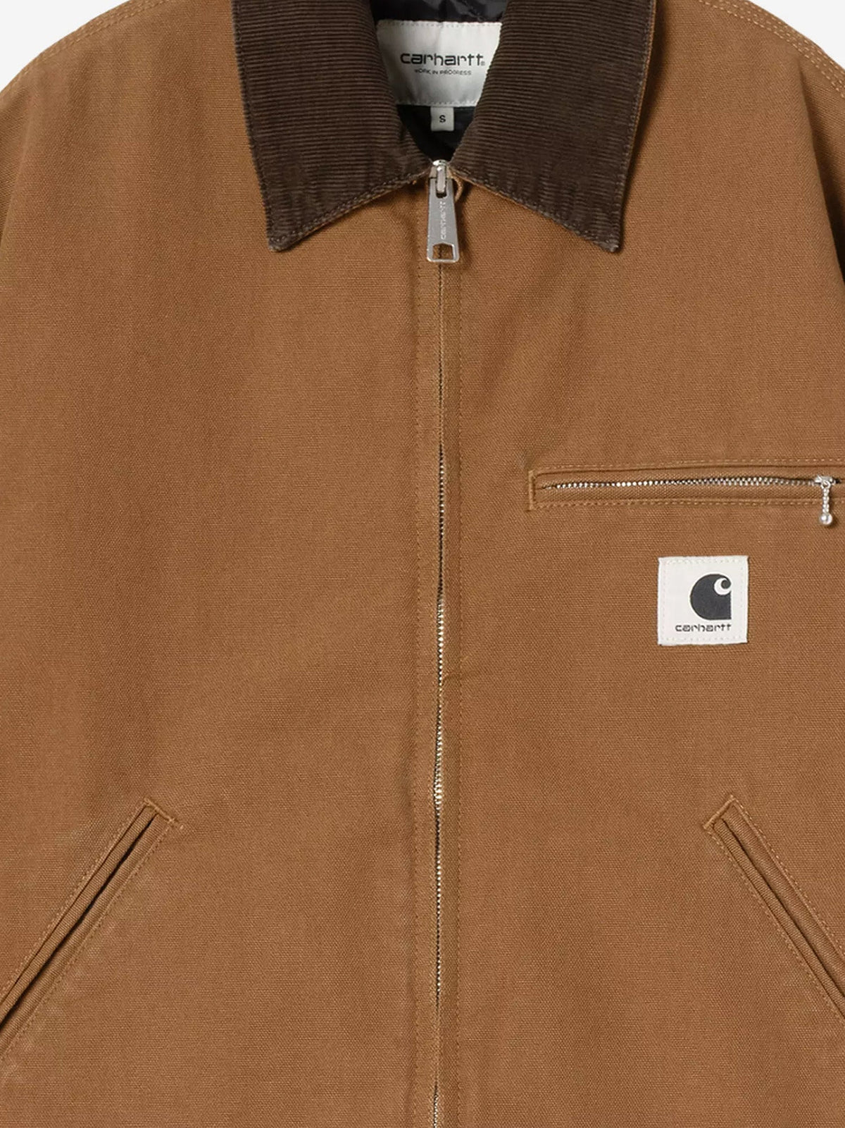 Carhartt WIP Detroit canvas jacket with front logo patch - Brown