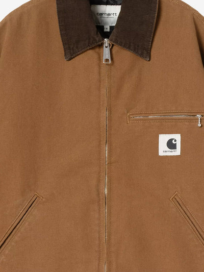 Carhartt WIP Detroit canvas jacket with front logo patch - Brown