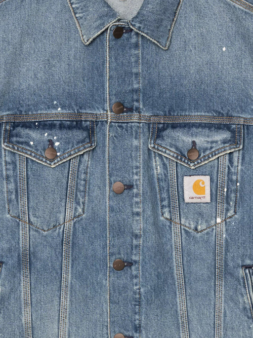 Carhartt WIP Blue denim jacket with distressed effect