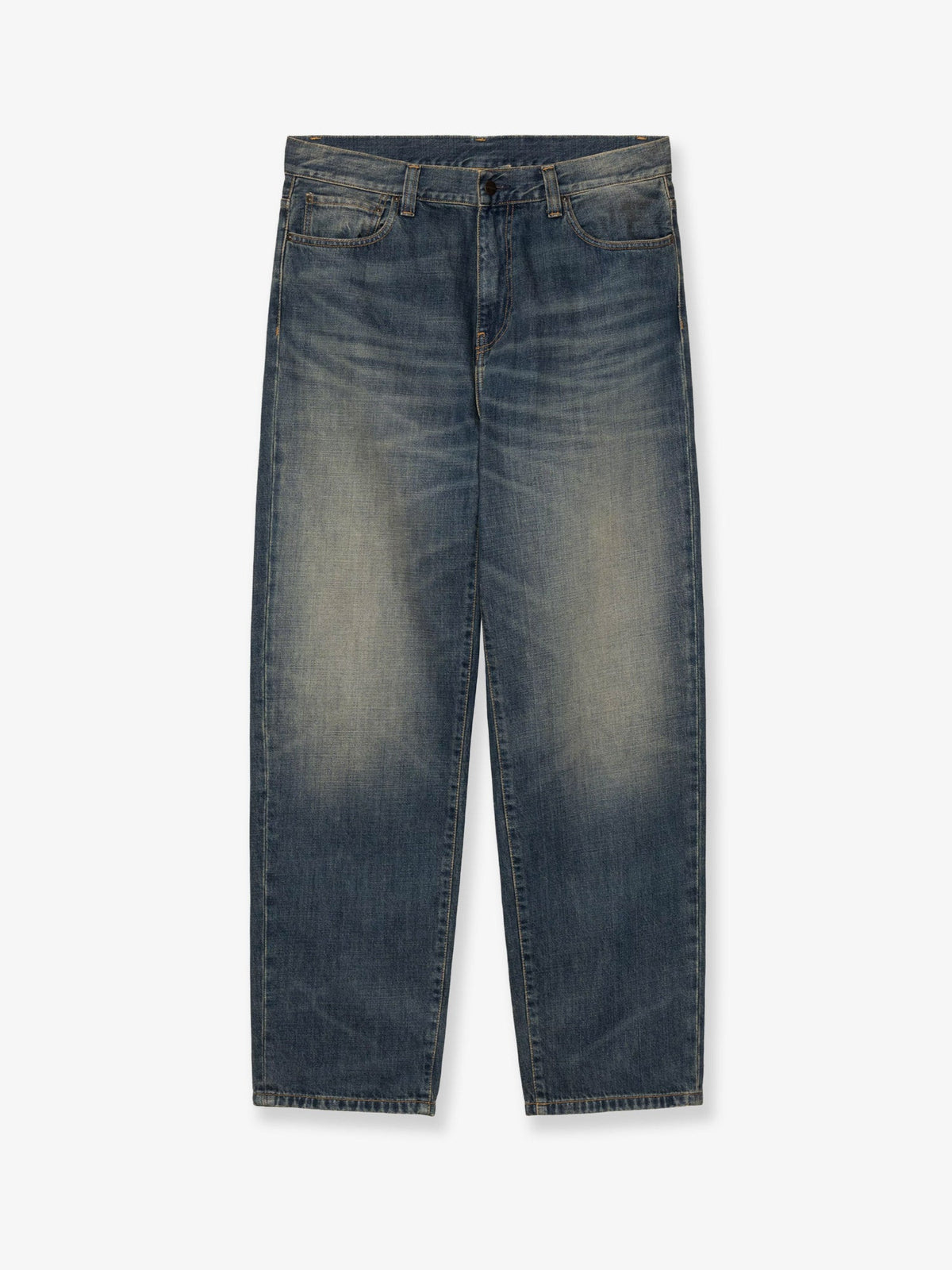 Carhartt WIP Aaron Pant blue denim jeans with washed out effect