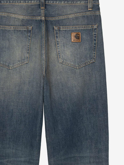 Carhartt WIP Aaron Pant blue denim jeans with washed out effect