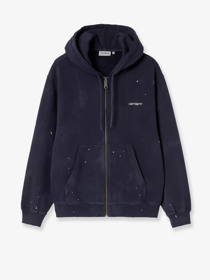 Carhartt WIP Hooded Painter cotton sweatshirt with embroidered logo on the front - Darknavy