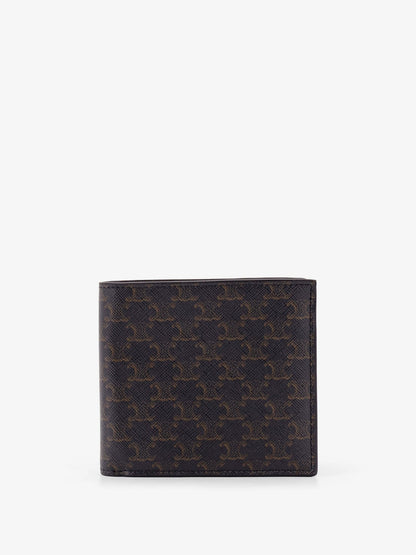 Celine Bifold Triomphe coated canvas and leather wallet - Black