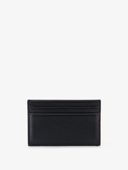 Celine Leather card holder with front logo print - Blackultrablue