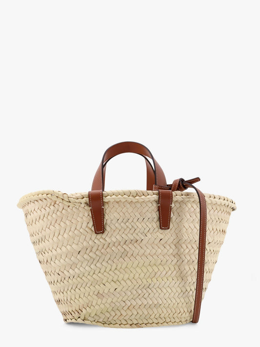 Celine Classic Panier Teen raffia and leather handbag - Tan