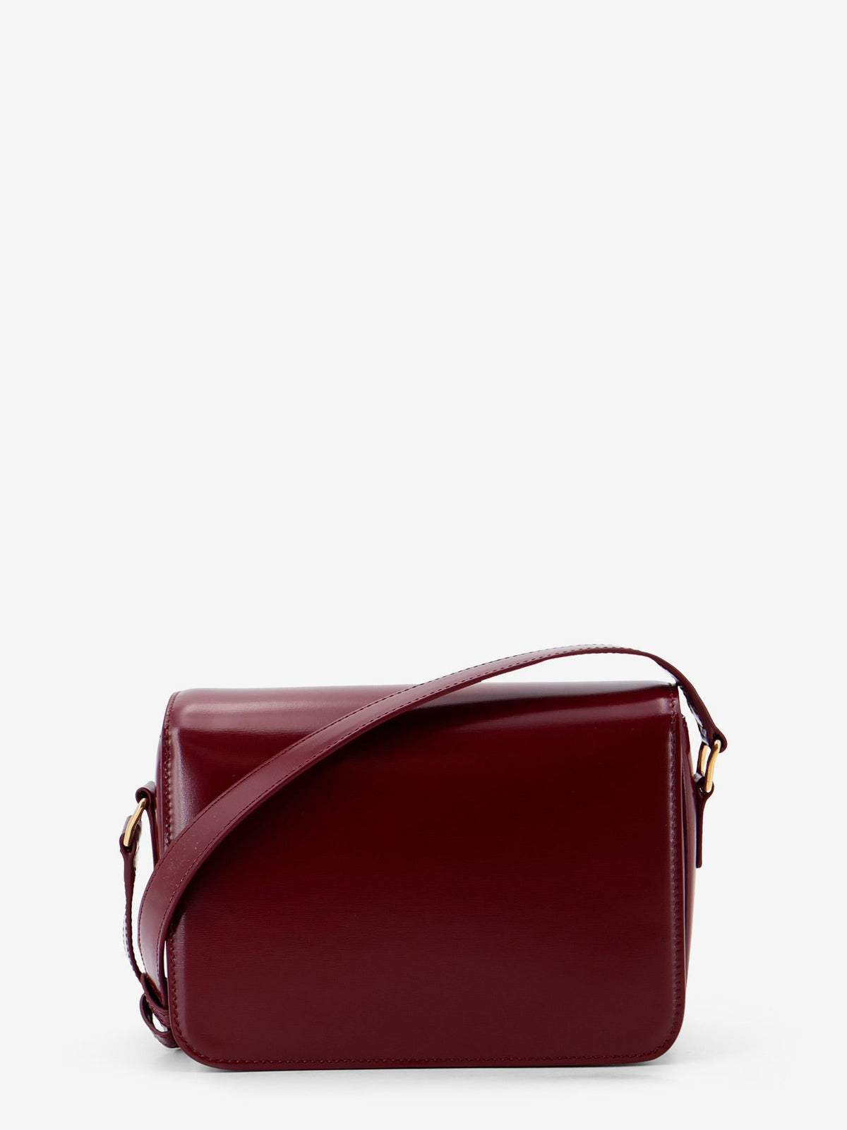 Celine Teen Triomphe leather crossbody bag with enameled Triomphe logo - Syrahwhitecotton