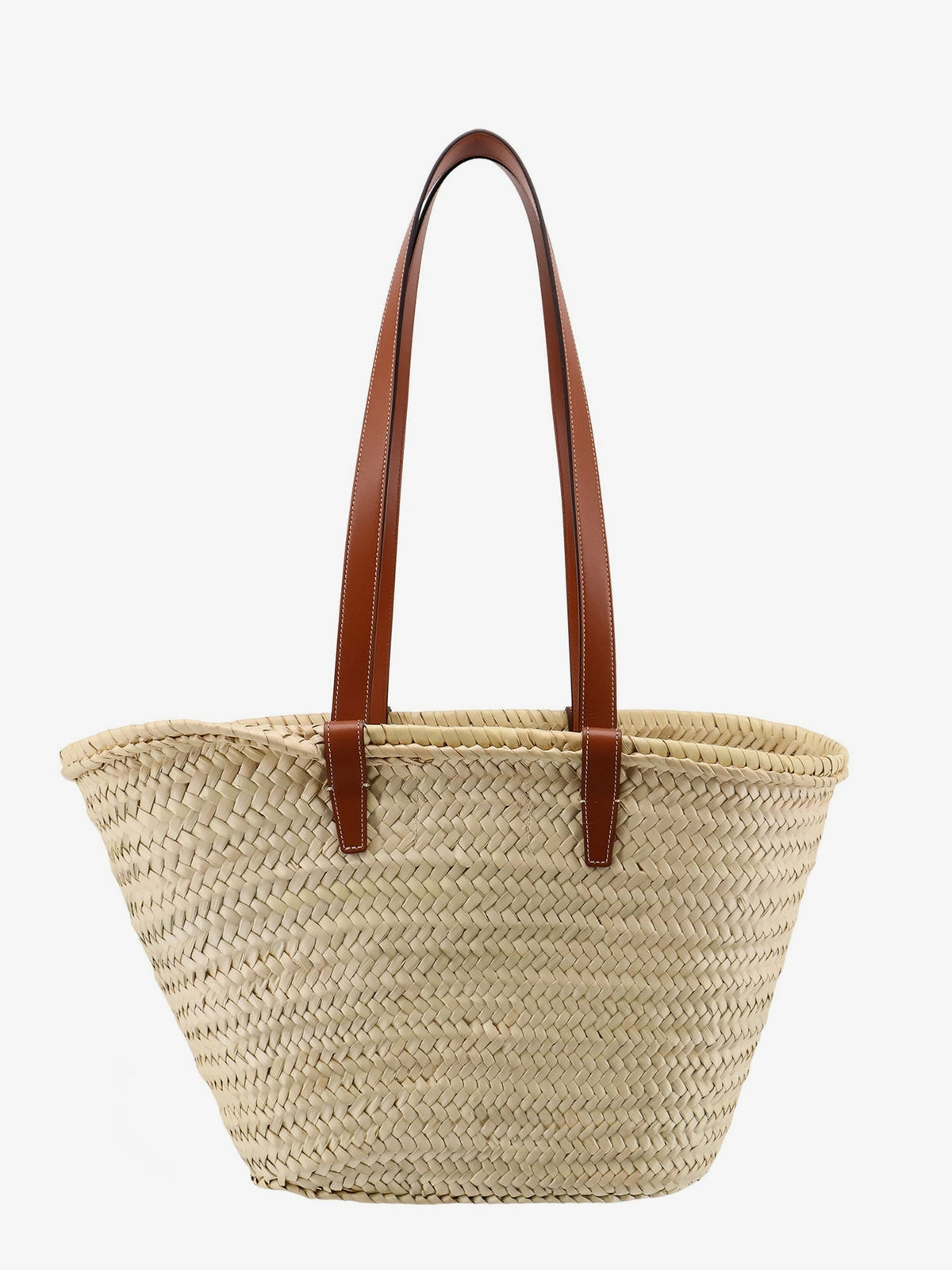 Celine Panier shoulder bag in raffia with leather details - Tan