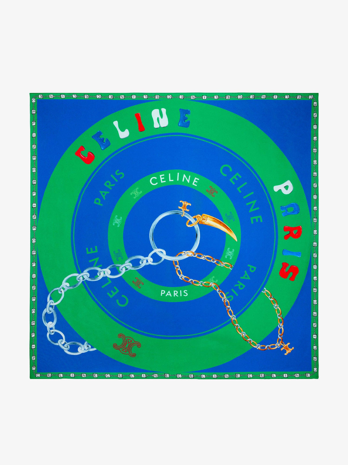 Celine Silk scard - Royalbluegreen