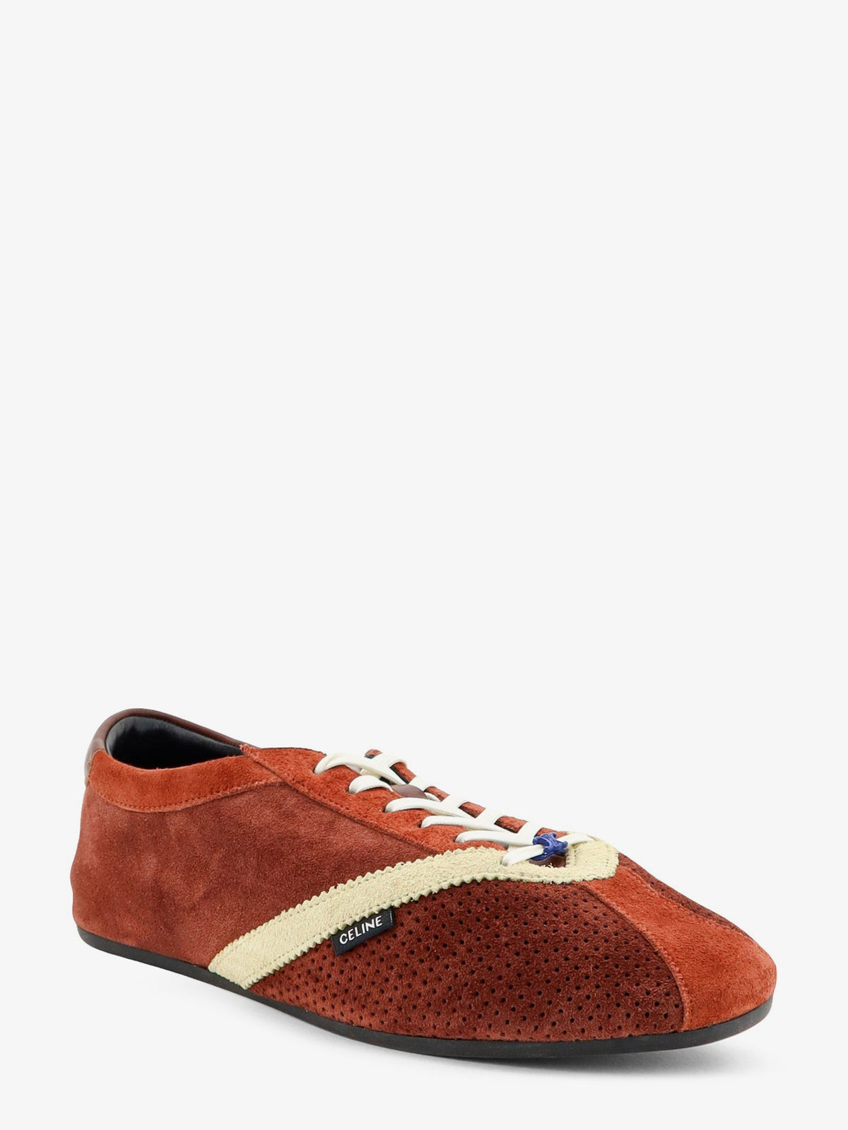 Celine The Flat suede and leather sneakers - Rustecru