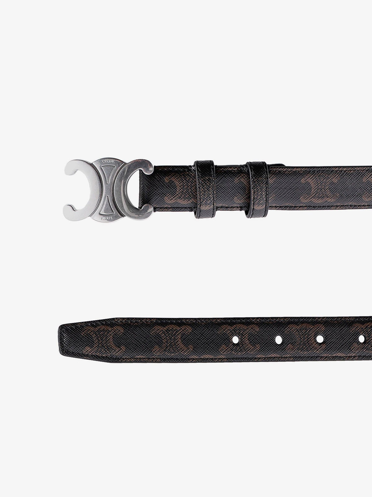Celine Triomphe coated canvas belt - Black