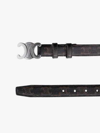 Celine Triomphe coated canvas belt - Black
