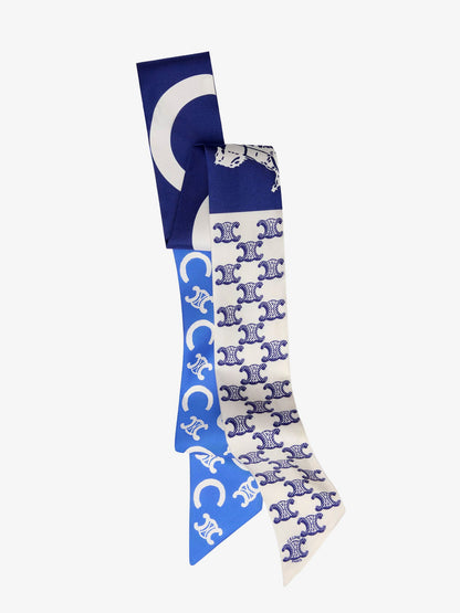 Celine Silk scarf with all-over Triomphe logo - Ultramarine