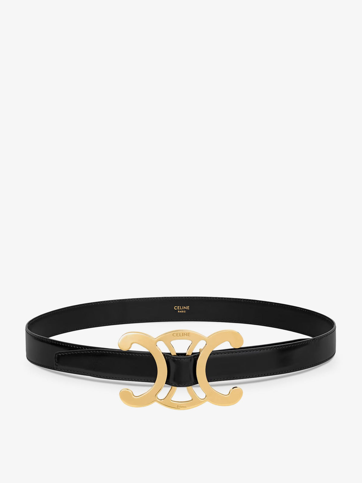Celine Leather belt with Triomphe logo - Black
