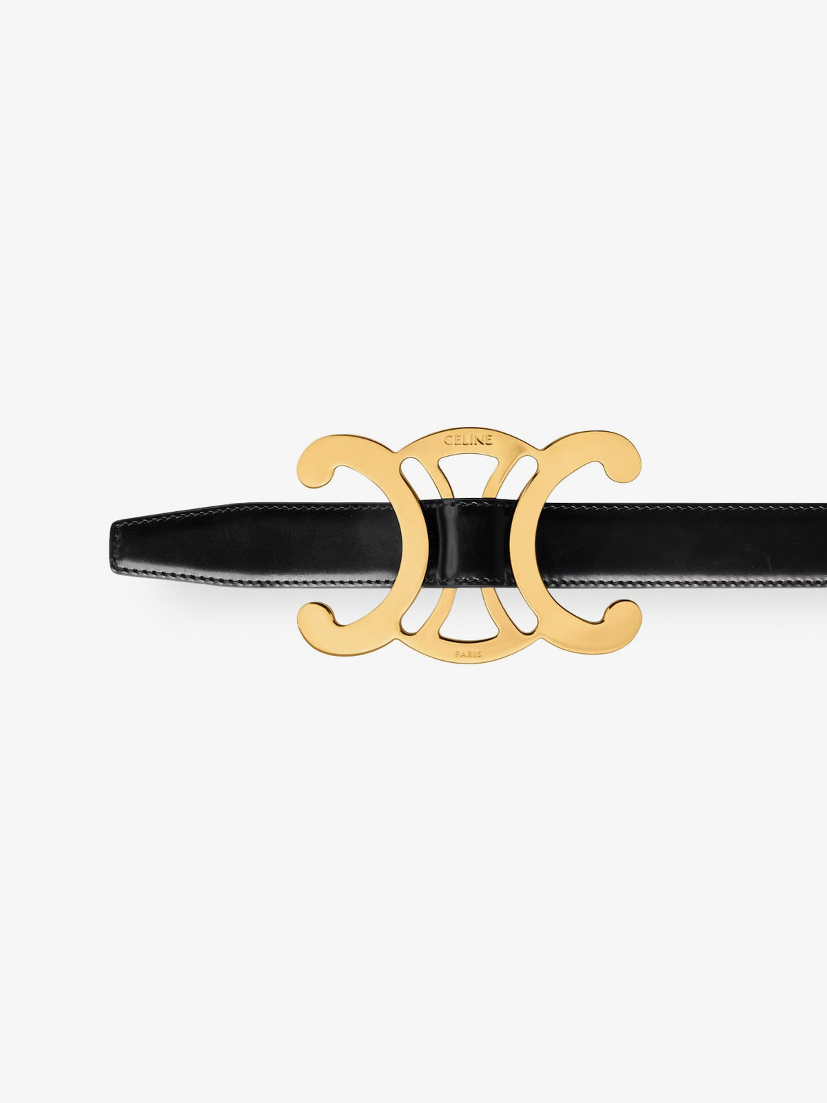 Celine Leather belt with Triomphe logo - Black